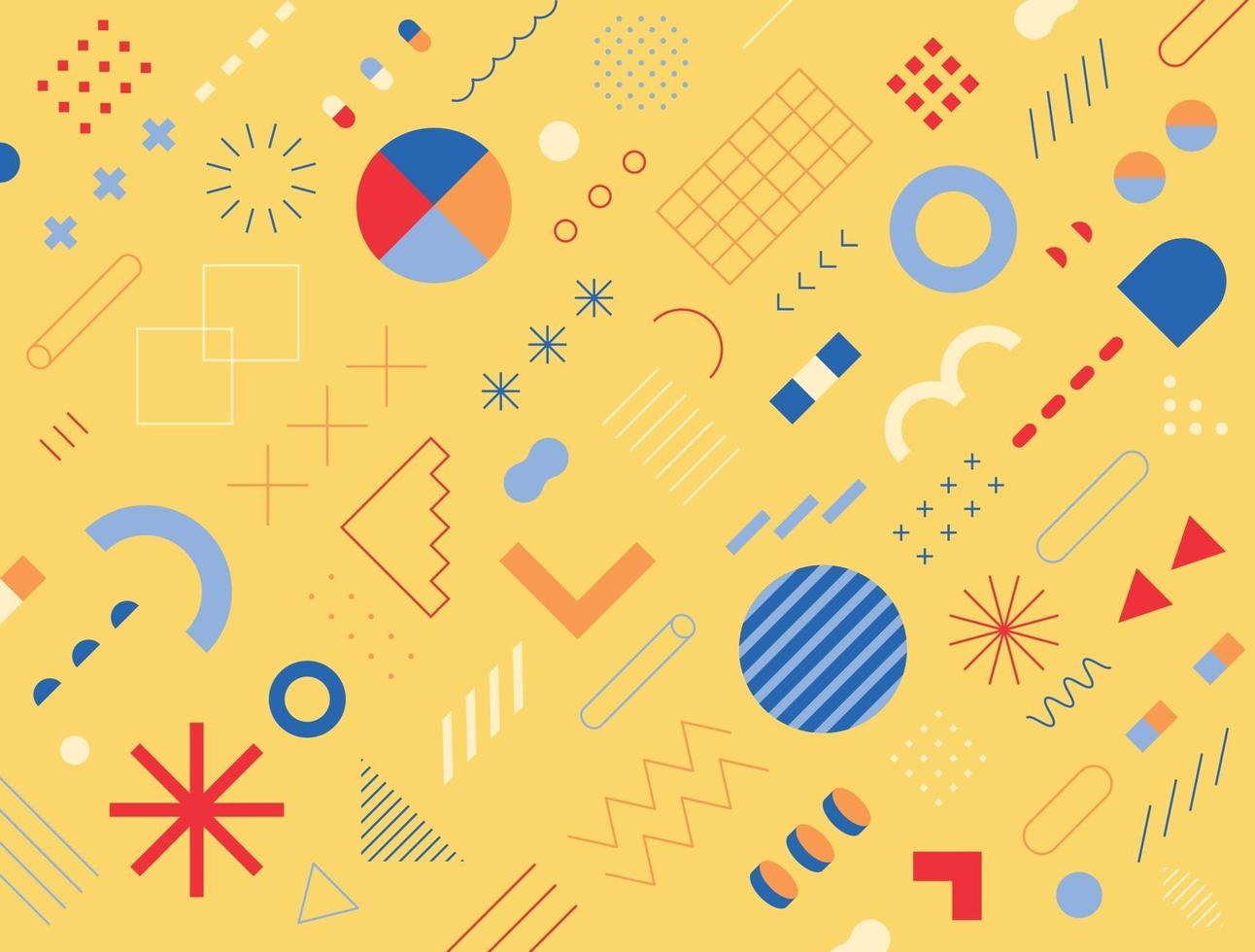 Retro-style design consisting of various shapes and patterns. yellow background. Simple pattern design template. vector