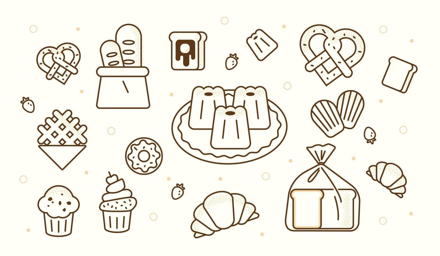 Delicious bakery object line drawing. flat design style minimal vector illustration.