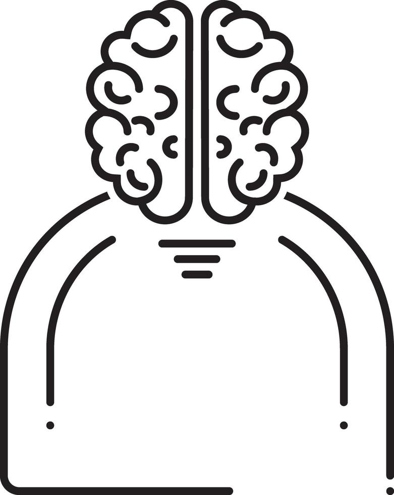 icono de línea para el cerebro humano vector