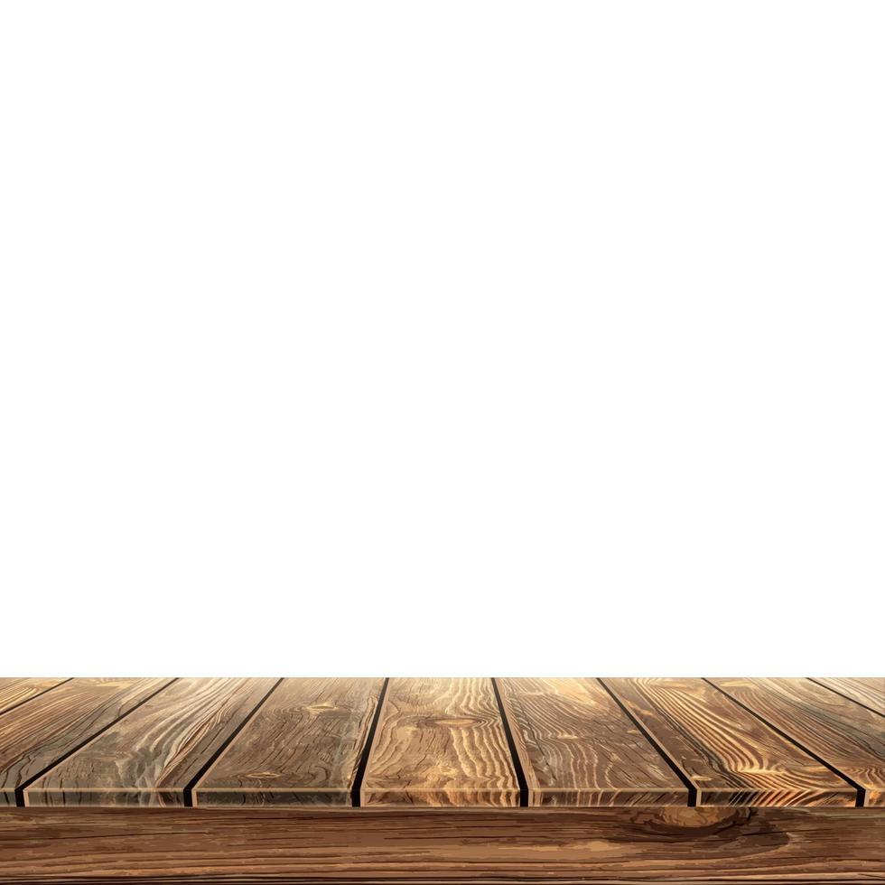 mesa grande, textura de madera de tableros, fondo blanco - vector