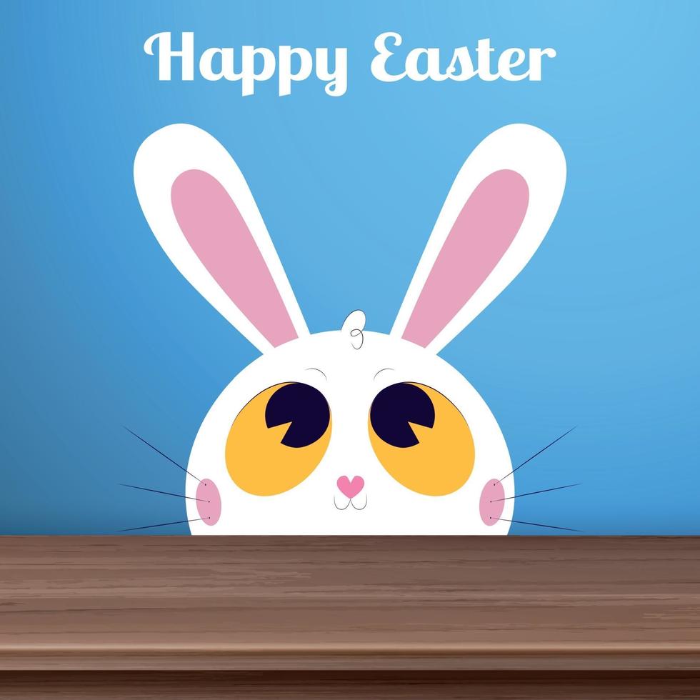 White Easter bunny on a blue background - Vector