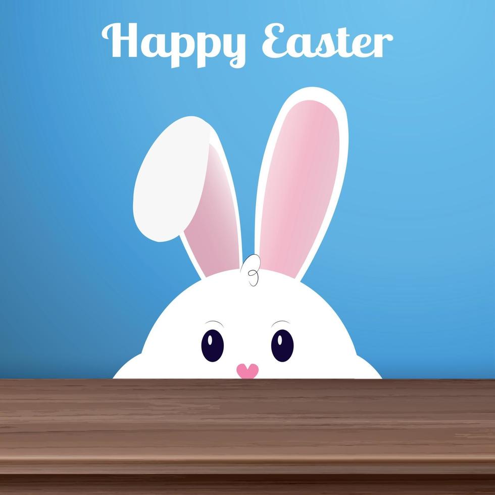 conejito de pascua con mejillas gruesas y felices fiestas - vector