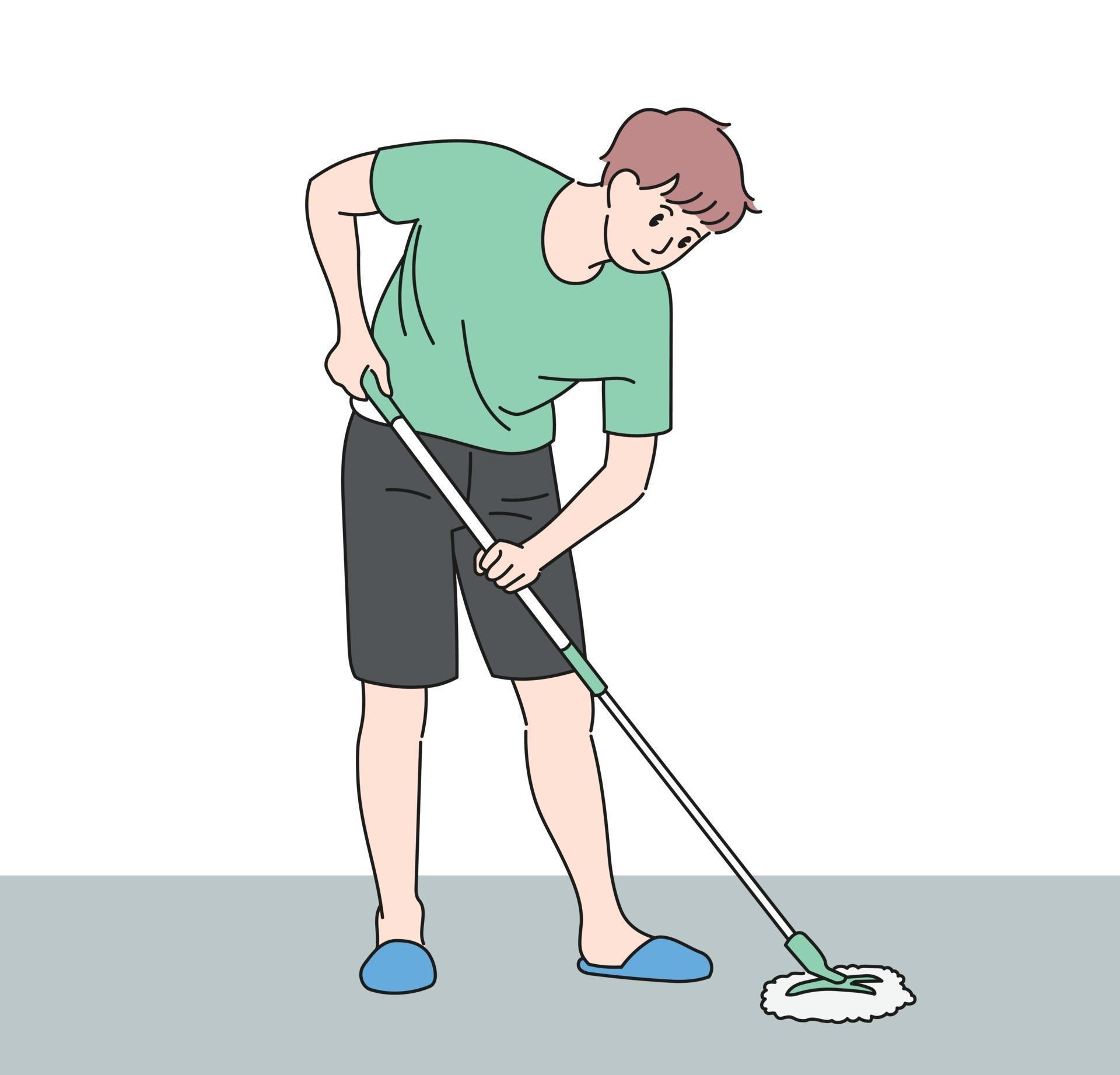 A man is mopping. hand drawn style vector design illustrations. 2228580