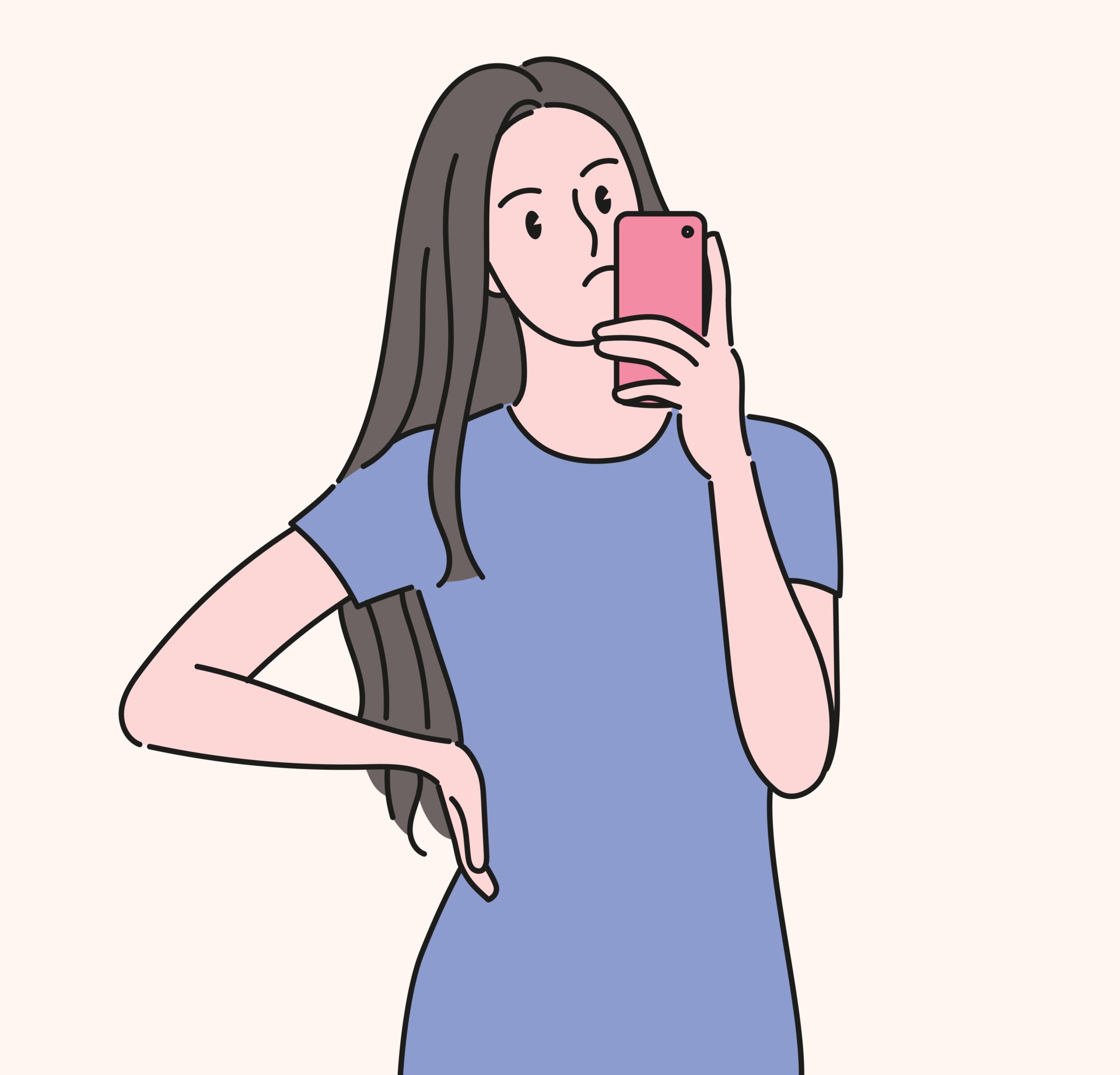 A woman is looking at her cell phone. hand drawn style vector design  illustrations. 2228595 Vector Art at Vecteezy