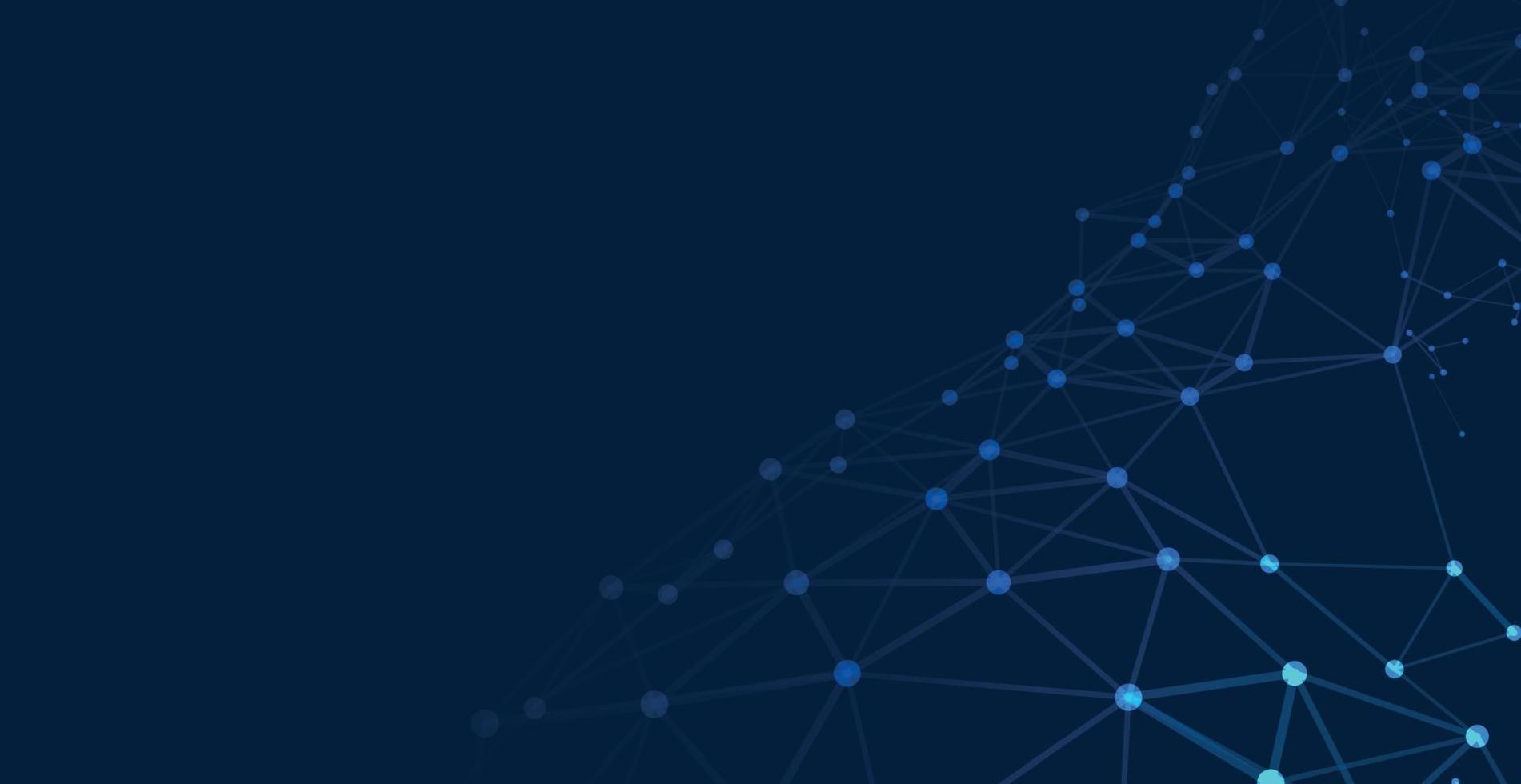 Dark blue background of dots and lines - Vector