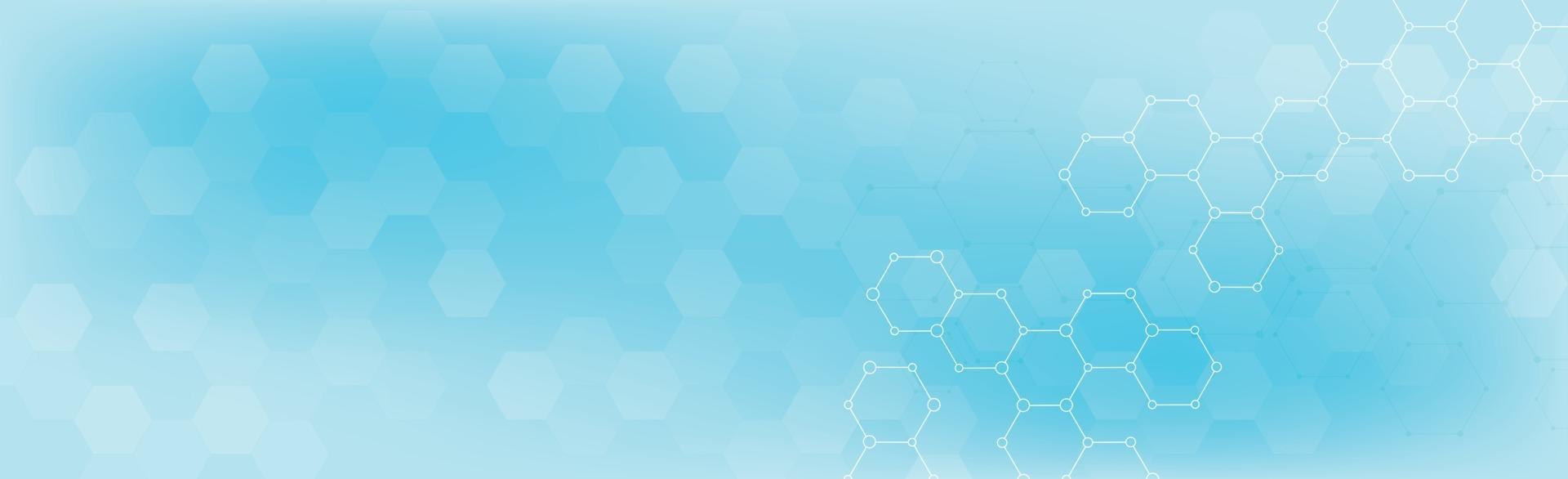 Hexagons of different sizes on a blue background - Vector