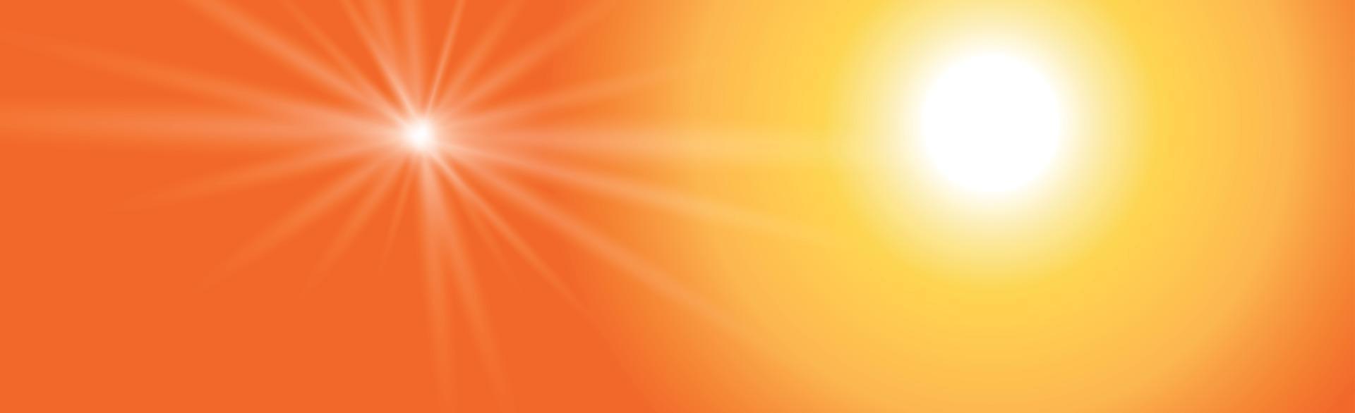 sol brillante sobre un fondo amarillo-naranja - ilustración vector