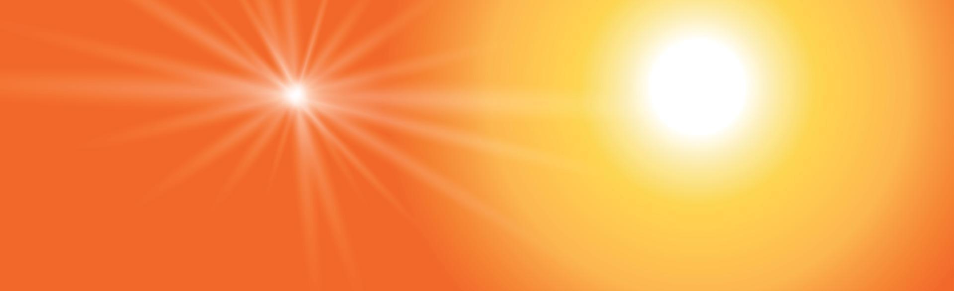 Bright sun on a yellow-orange background - illustration vector