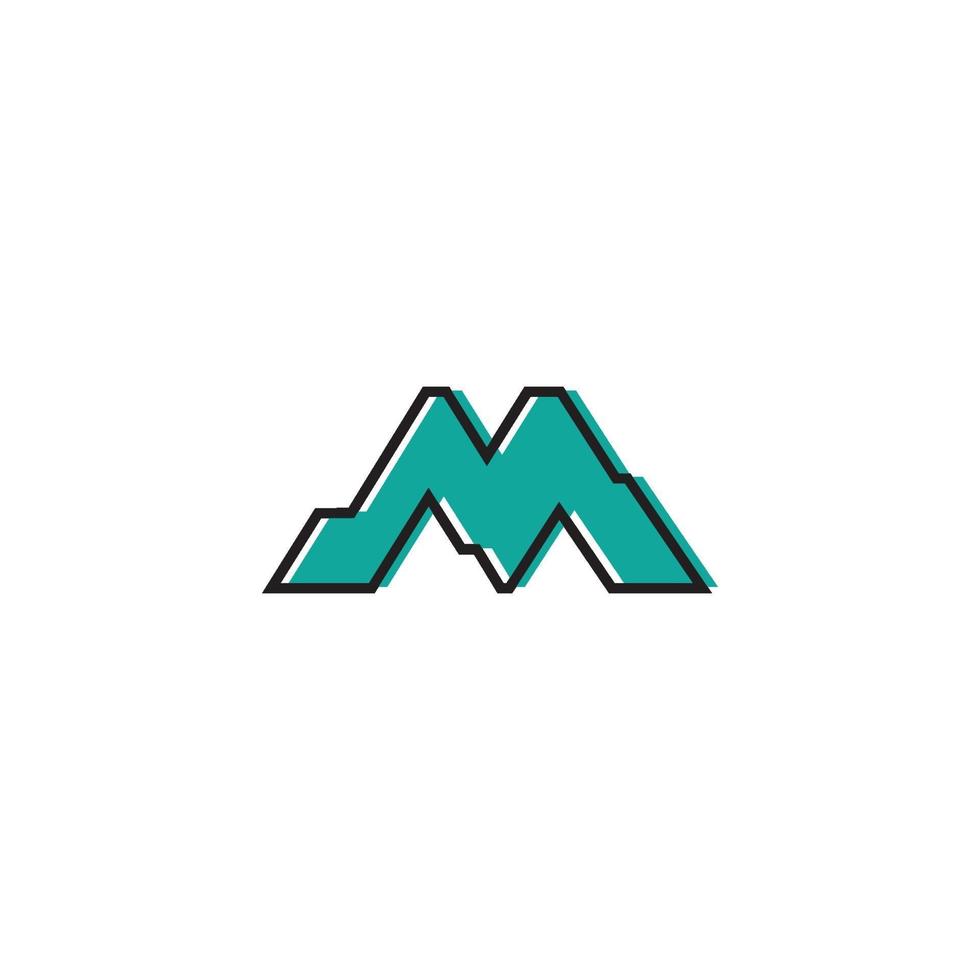 m, letra, montaña, logotipo, icono vector