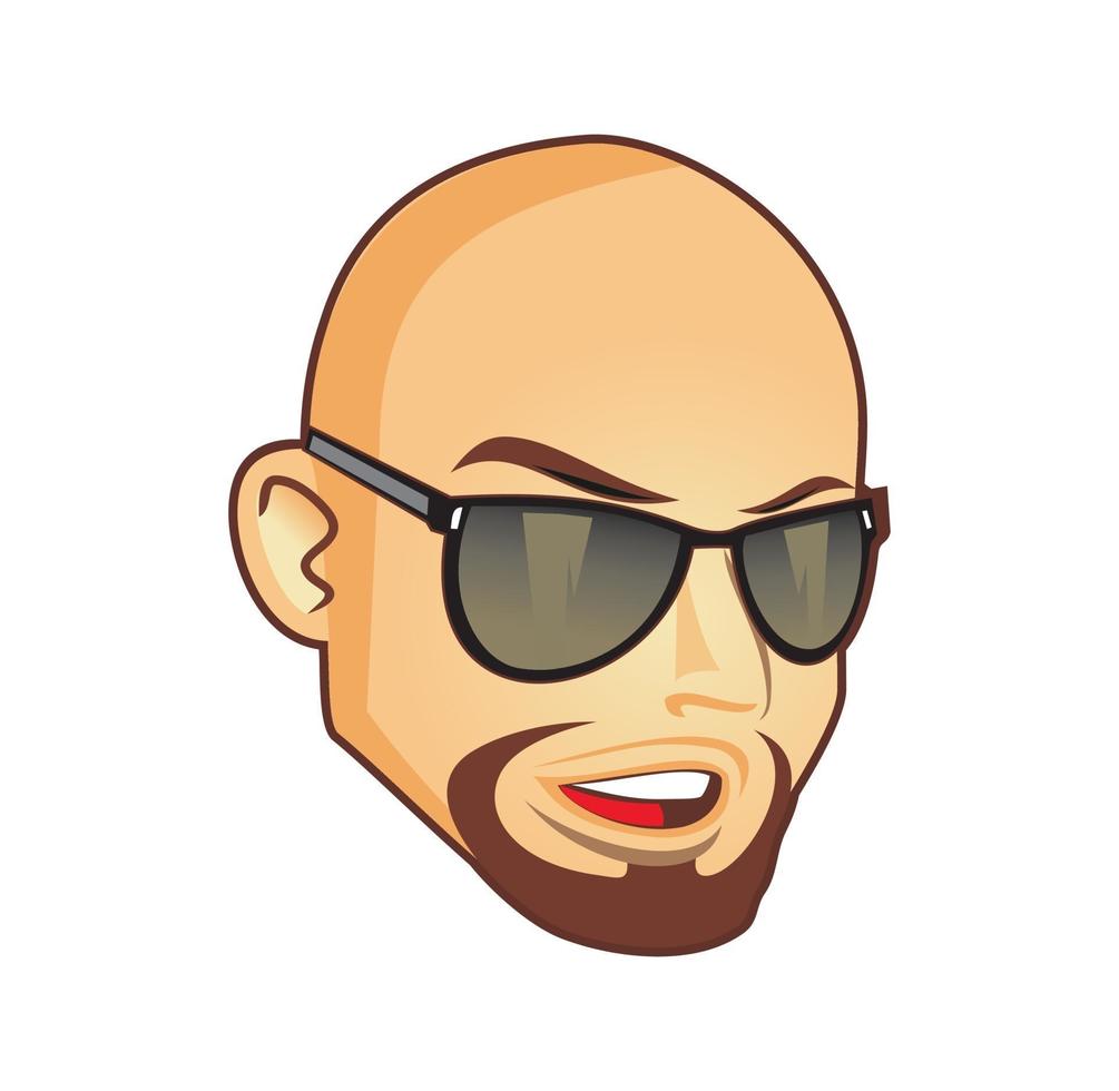 Cool bald guy head wearing sunglass illustration vector