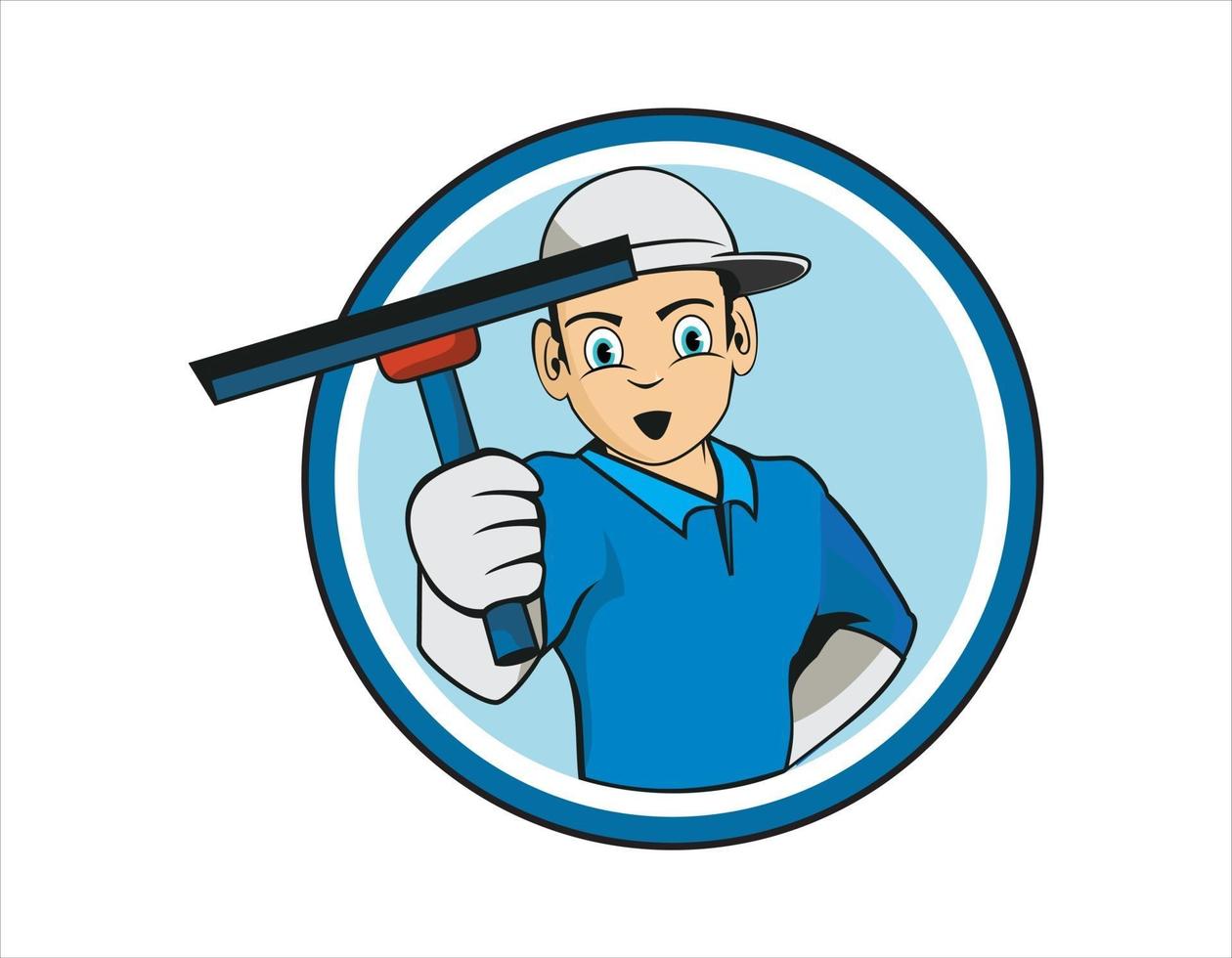 Cartoon character of cleaning service worker vector