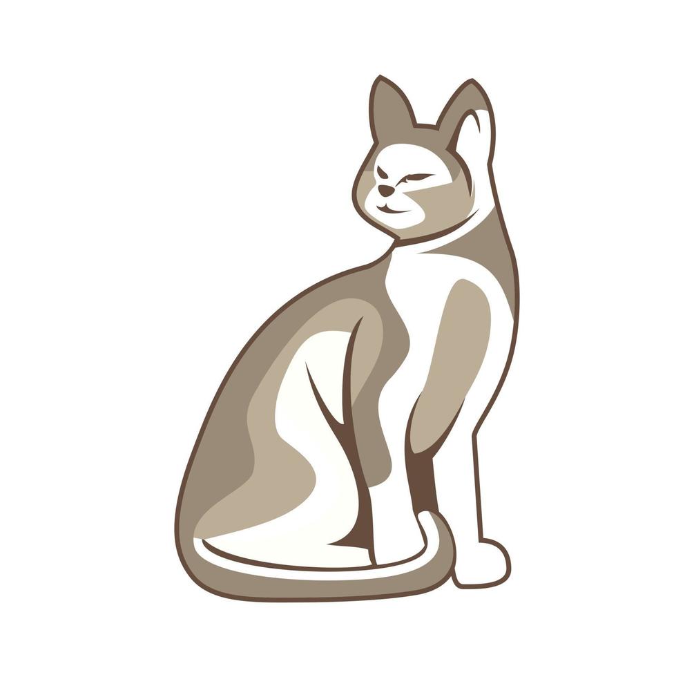 personaje de mascota sentado ilustración de diseño de gato vector