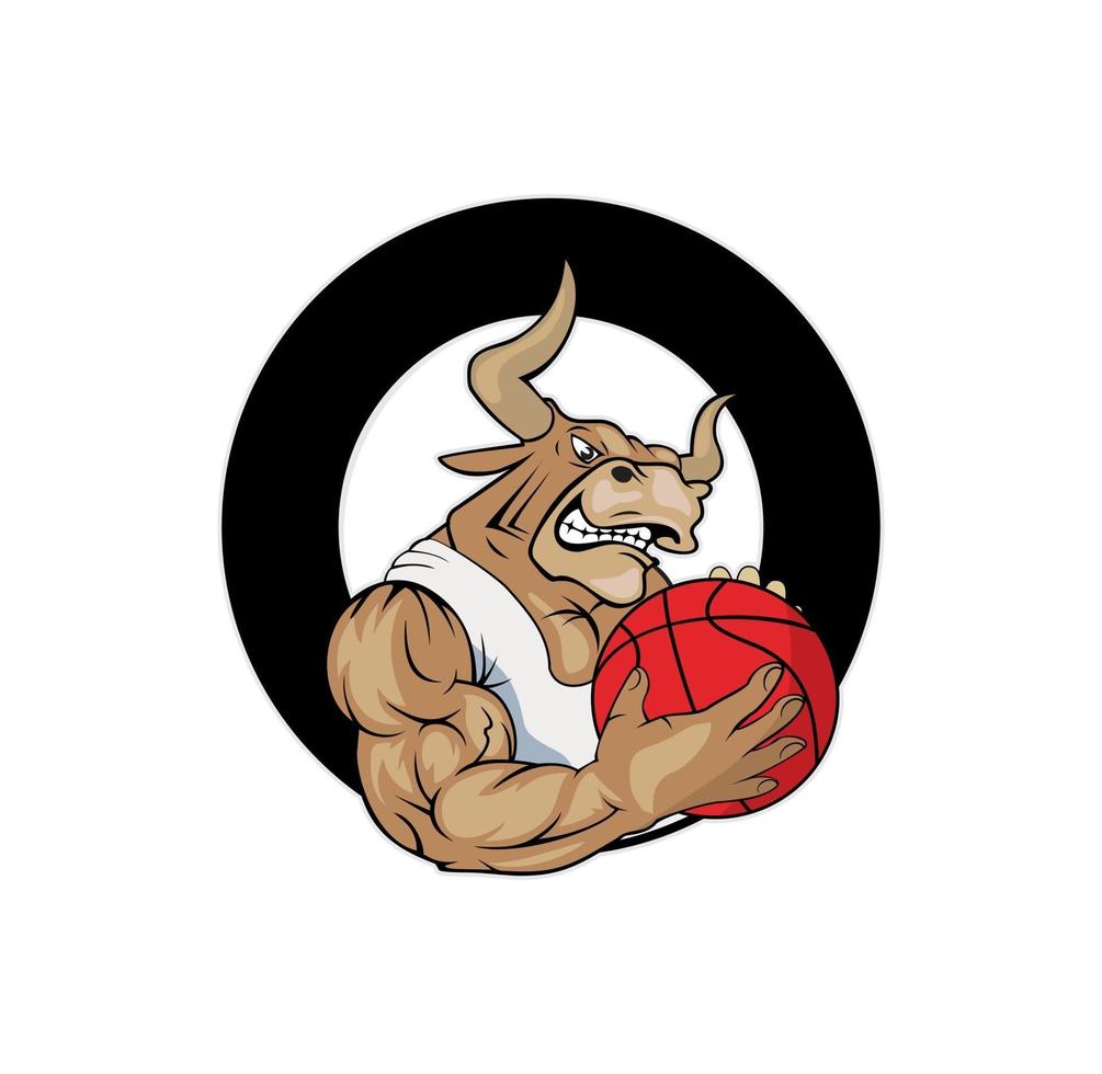 Cartoon character of bull basketball team illustration vector