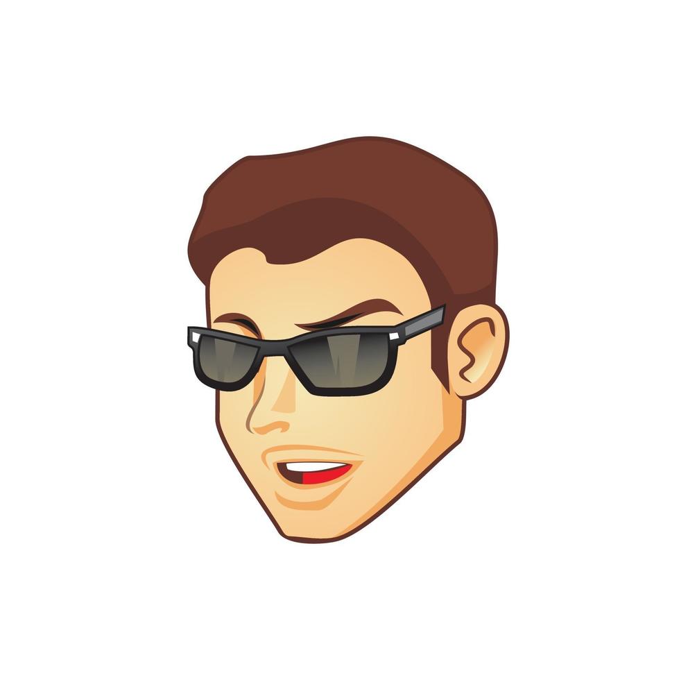 Cool guy head wearing sunglass design illustration vector