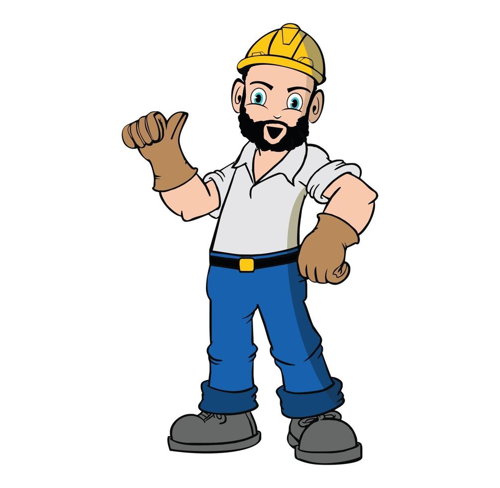 Cartoon character construction worker illustration vector