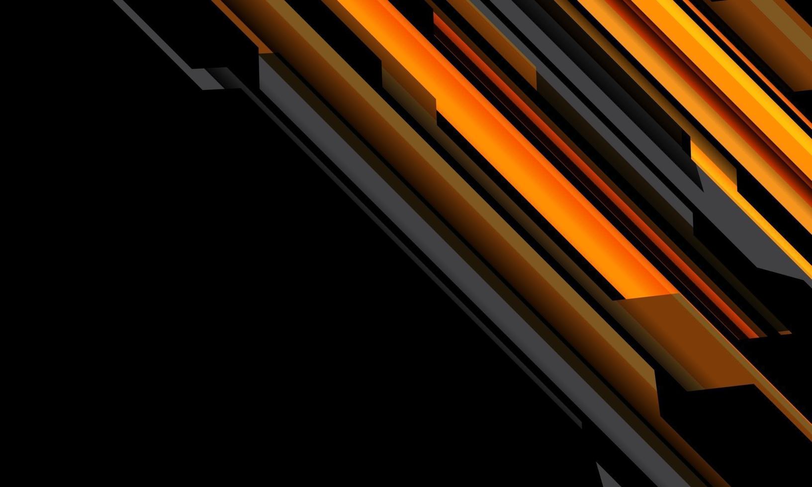 Circuito cibernético gris naranja amarillo abstracto en diseño de espacio en blanco negro ilustración de vector de fondo de tecnología futurista moderna.