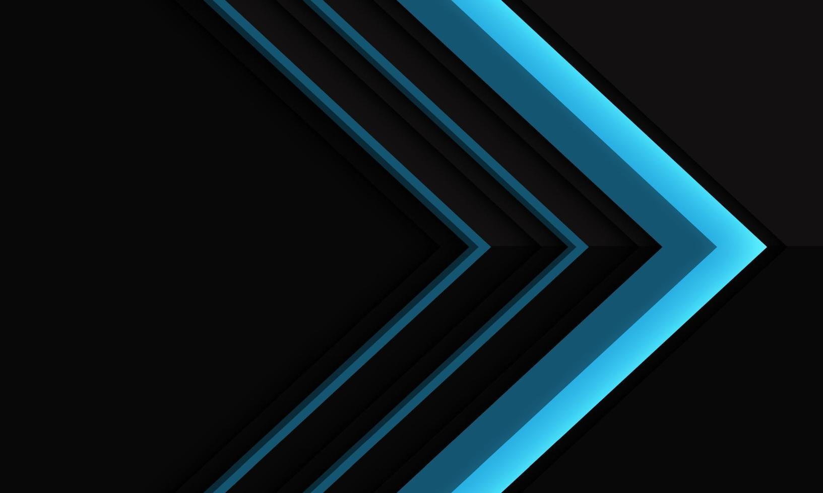 Dirección de flecha azul abstracta en sombra metálica negra con diseño de espacio en blanco ilustración de vector de fondo futurista moderno.