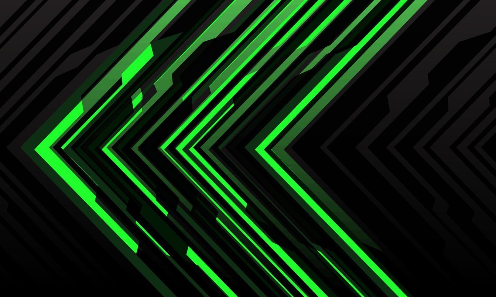 Abstract green arrow light cyber geometric technology futuristic direction on black design modern background vector illustration.