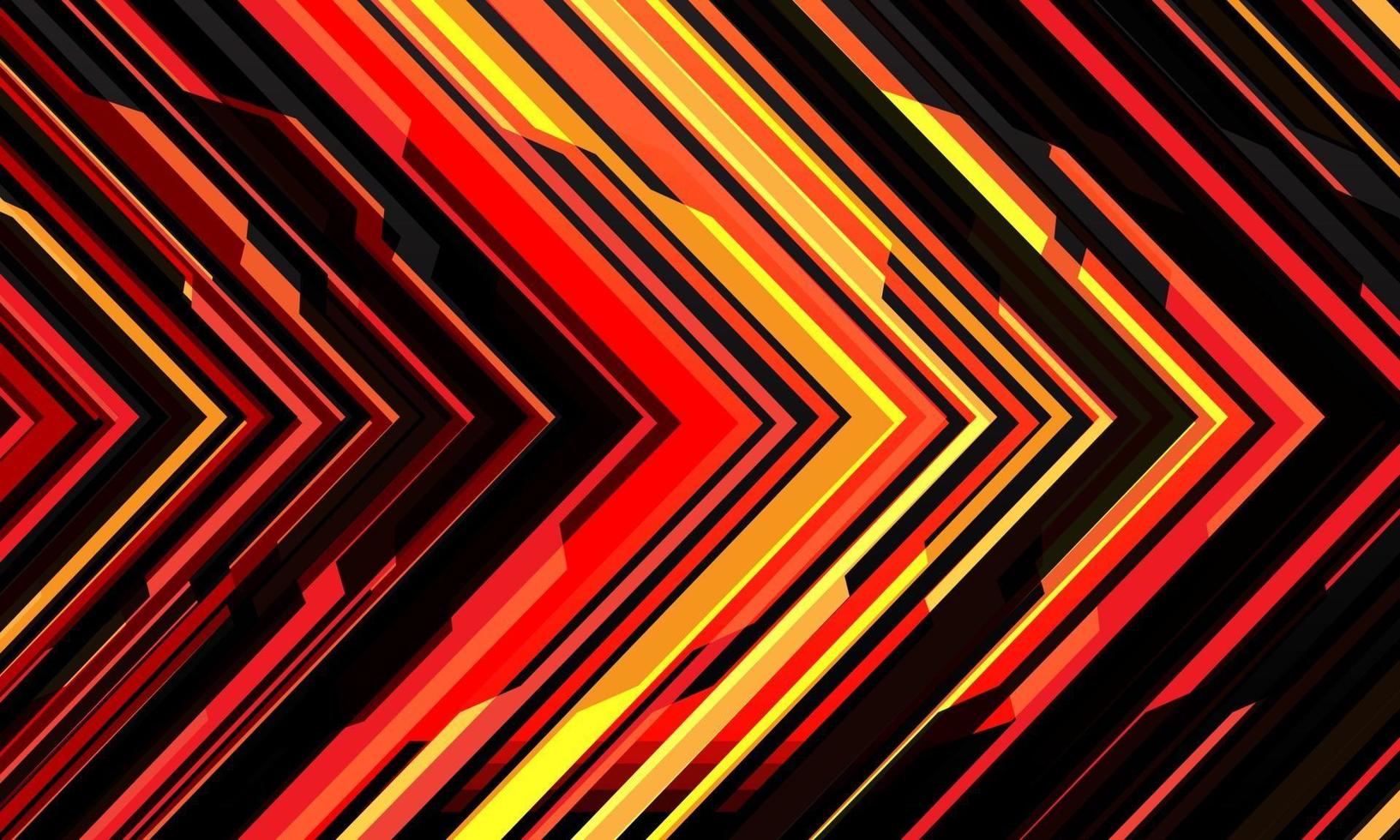 Resumen rojo amarillo negro flecha luz cibernética tecnología geométrica dirección futurista diseño moderno fondo ilustración vectorial. vector