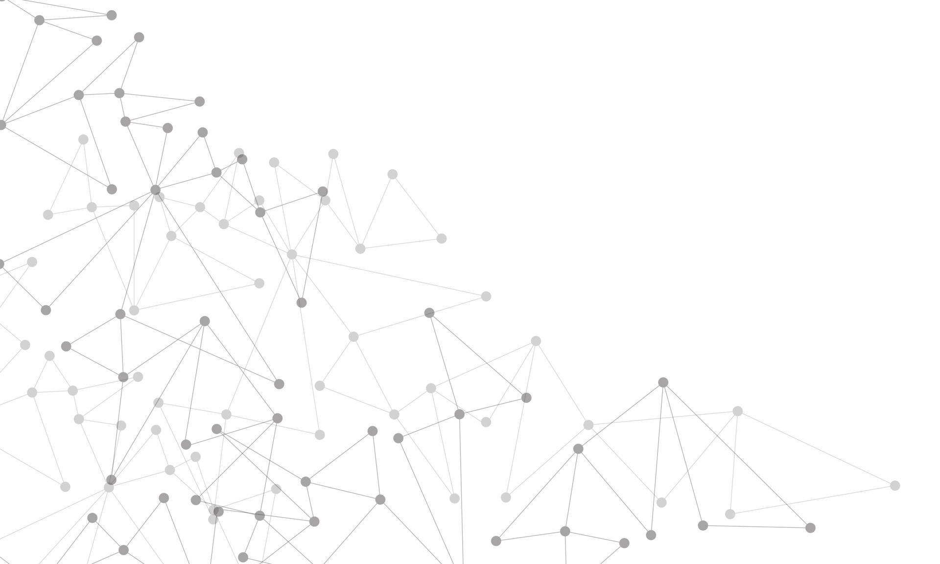 Abstract grey line dot connect network geometric on white with blank