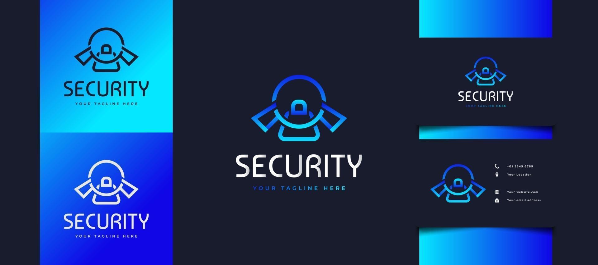 logotipo de candado de seguridad con concepto moderno en degradado azul, utilizable para logotipos comerciales o tecnológicos. diseño de logotipo de seguridad cibernética vector