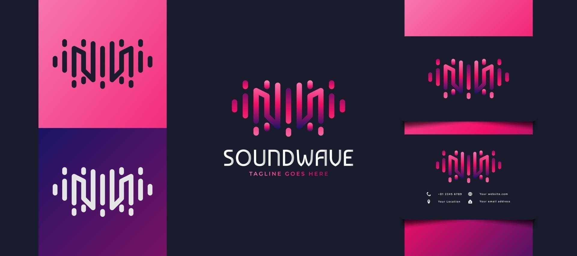 Initial Letter M Logo with Sound Wave Concept in Colorful Gradient, Usable for Business, Technology, or Music Studio Logos vector