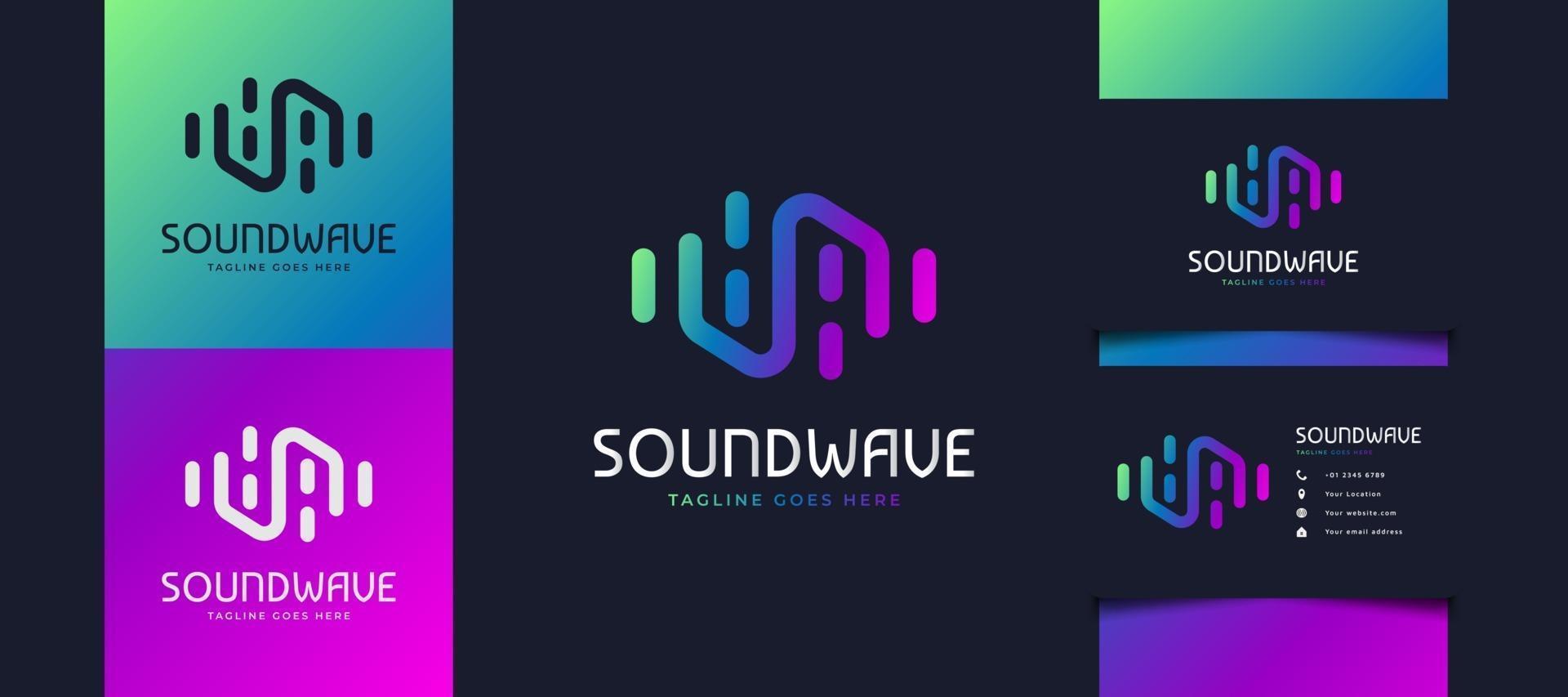 Diseño de logotipo de onda de sonido colorido, adecuado para logotipos de estudio de música o tecnología. plantilla de diseño de logotipo de ecualizador vector