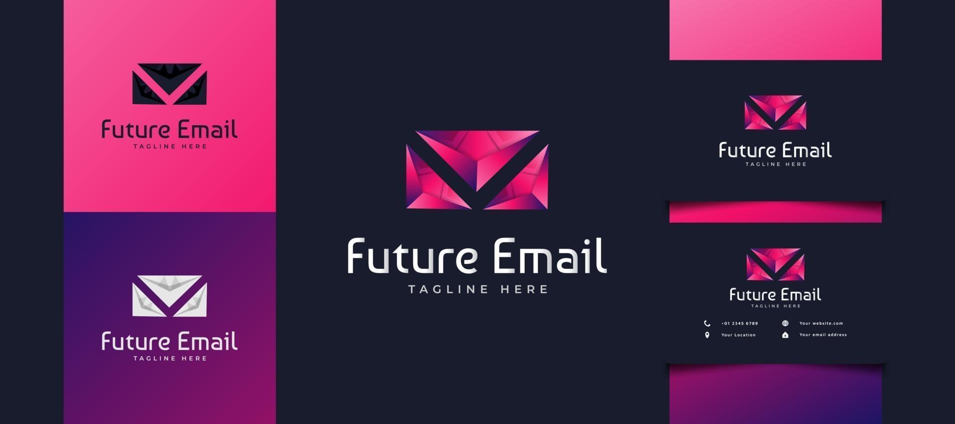 Diseño de logotipo de correo colorido moderno con concepto futurista, utilizable para logotipos de negocios o tecnología. plantilla de logotipo de sobre vector