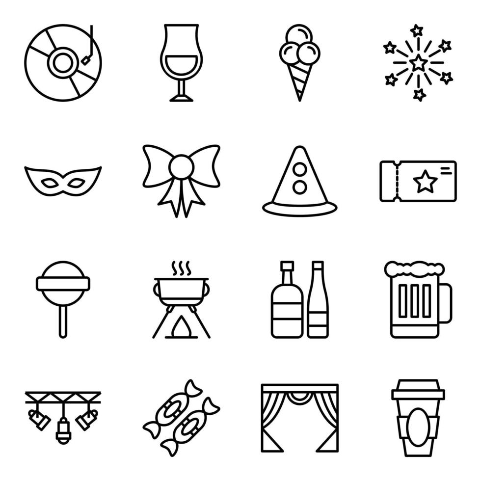 Events and Festival Elements icon set vector