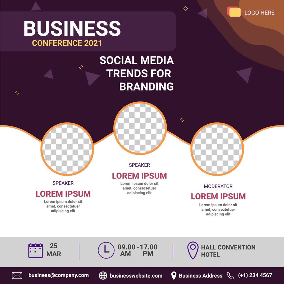 social media post template. Banner promotion. Business conference social media trend for branding vector