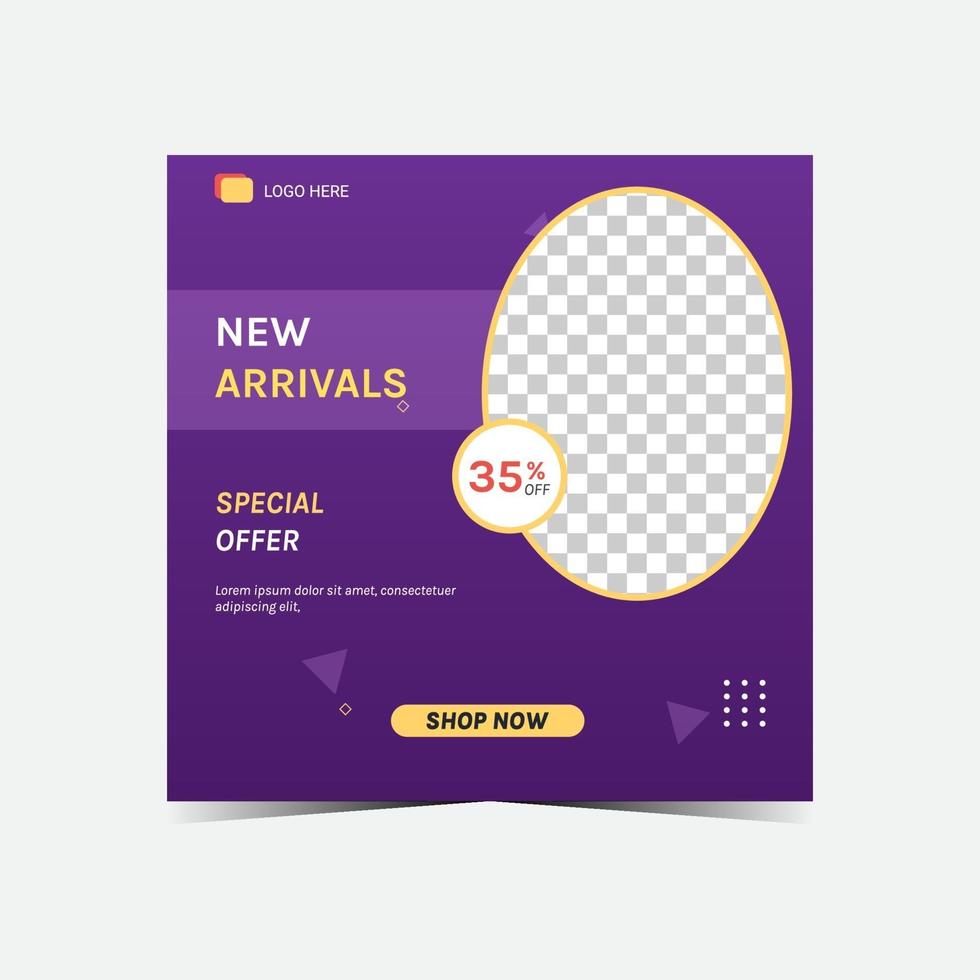 New arrivals and special offer product with square banner or promotion template. Suitable for social media post and web internet ads. vector