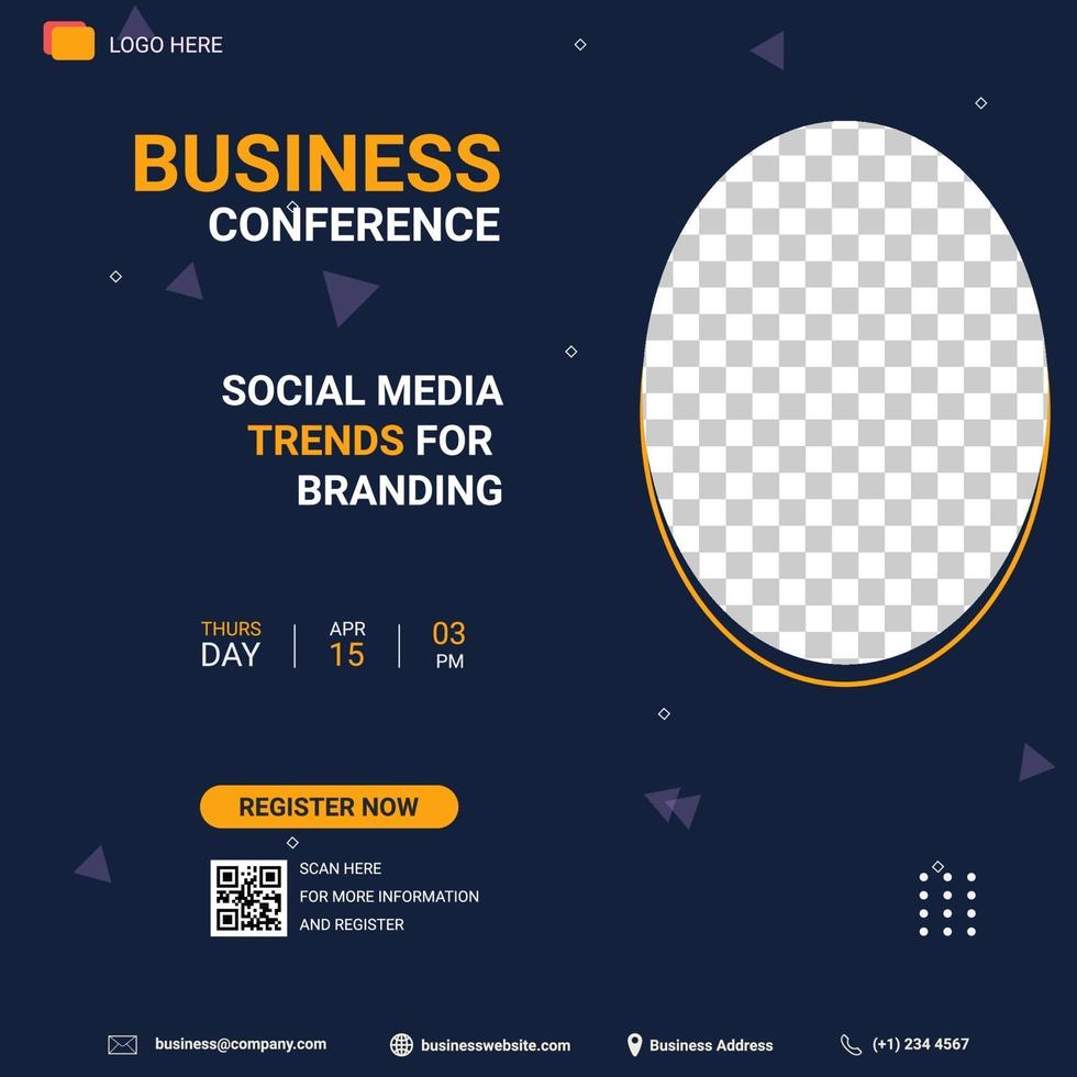 social media post template. Banner promotion. Business conference social media trend for branding vector