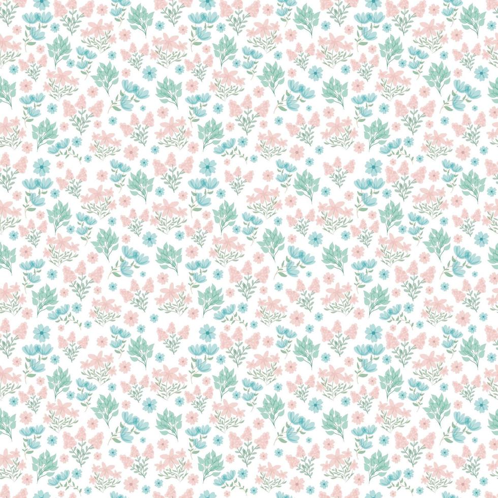 Spring, Summer flowers. cute floral pattern. Pretty small flowers on white background. Printing with small pink, purple, blue flowers. Ditsy print. Seamless vector texture. elegant template for fashionable printers.