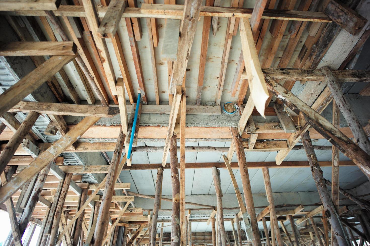 Perspective of structure inside the house under construction. photo