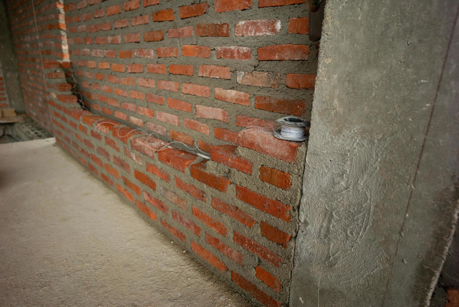 Texture and background of bricklayer and concrete wall photo