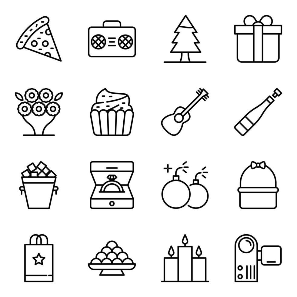 Party and Event Accessories icon set vector