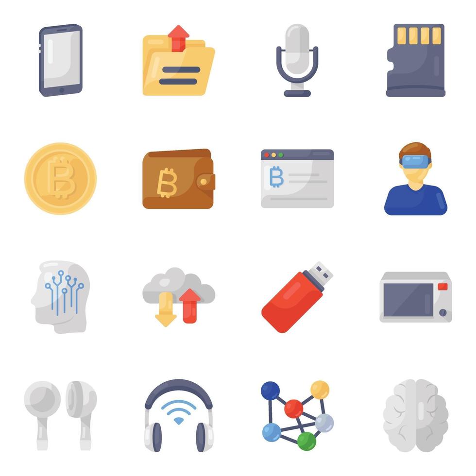 Technological  and Gadgets icon set vector