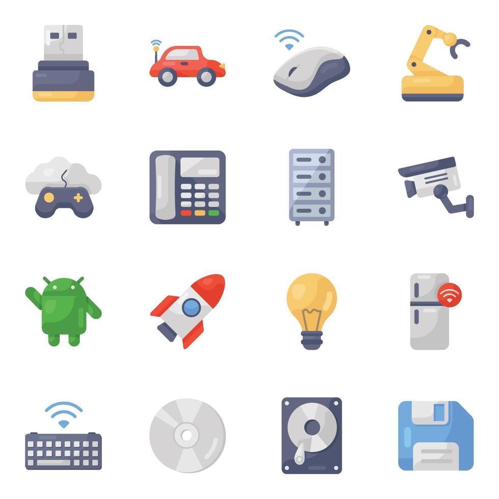 Modern Electronic Devices icon set vector