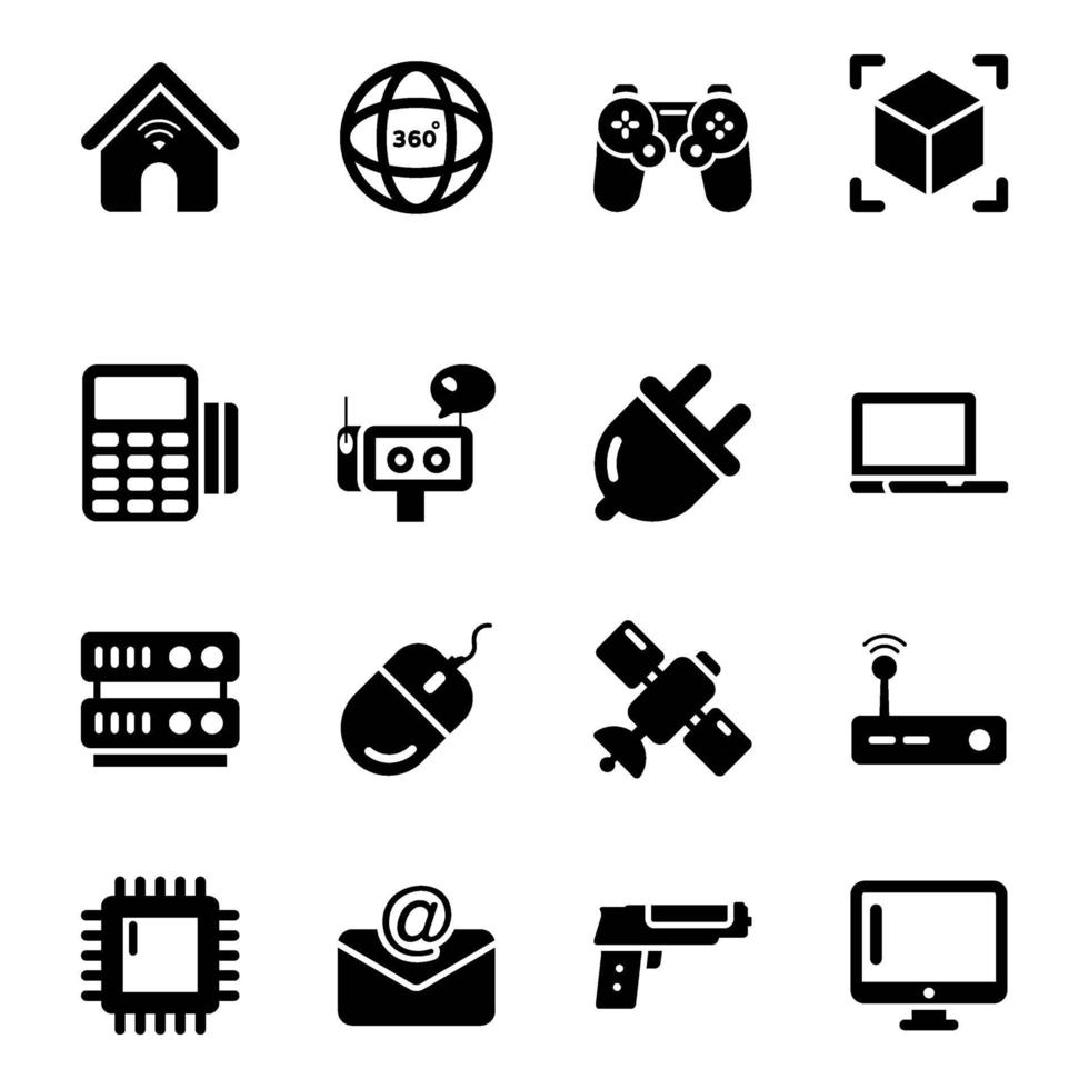 Technology and Devices icon set vector