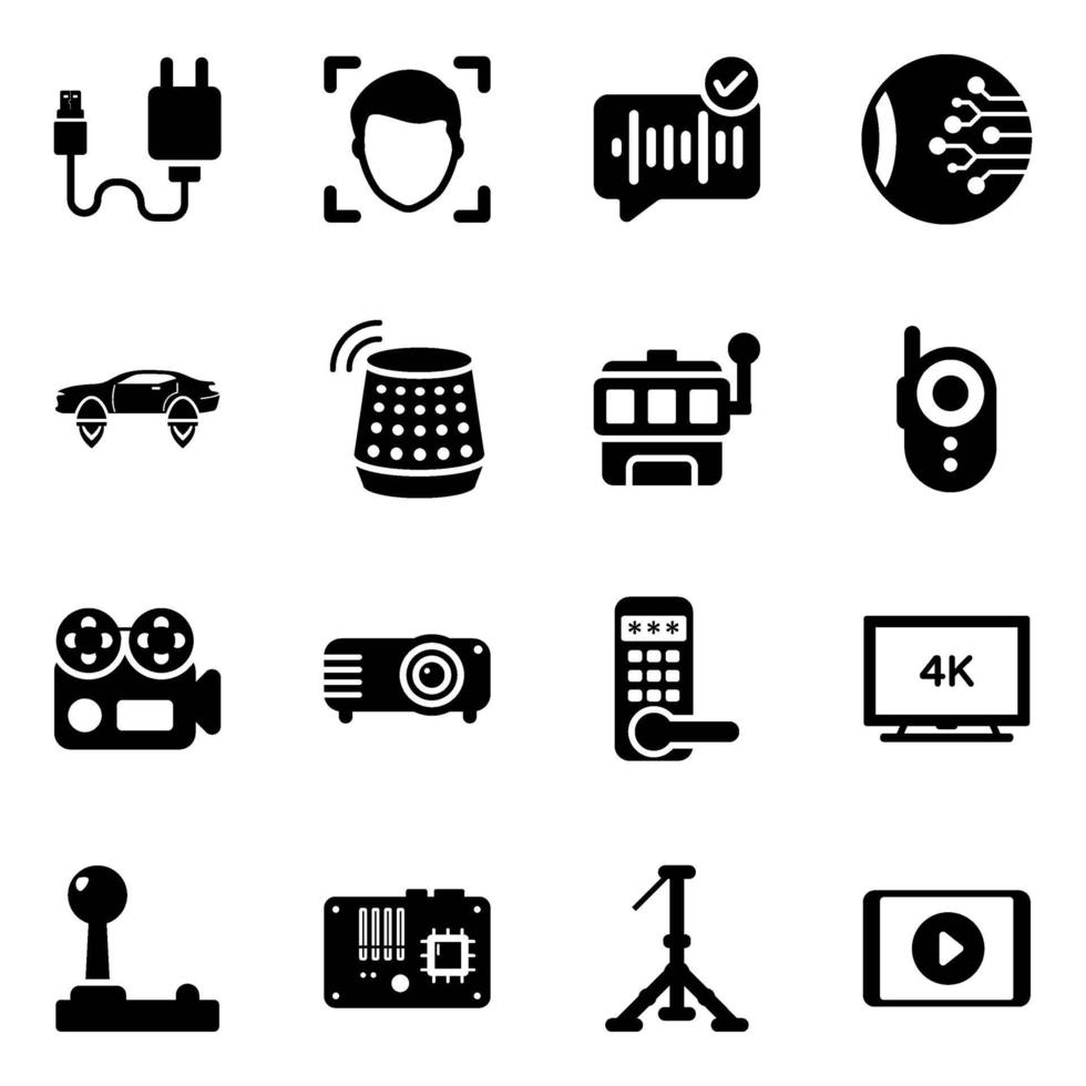 conjunto de iconos de dispositivos electrónicos y tecnológicos vector