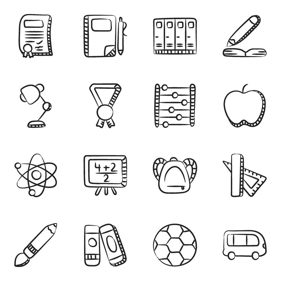 conjunto de iconos de educación y conocimiento escolar vector