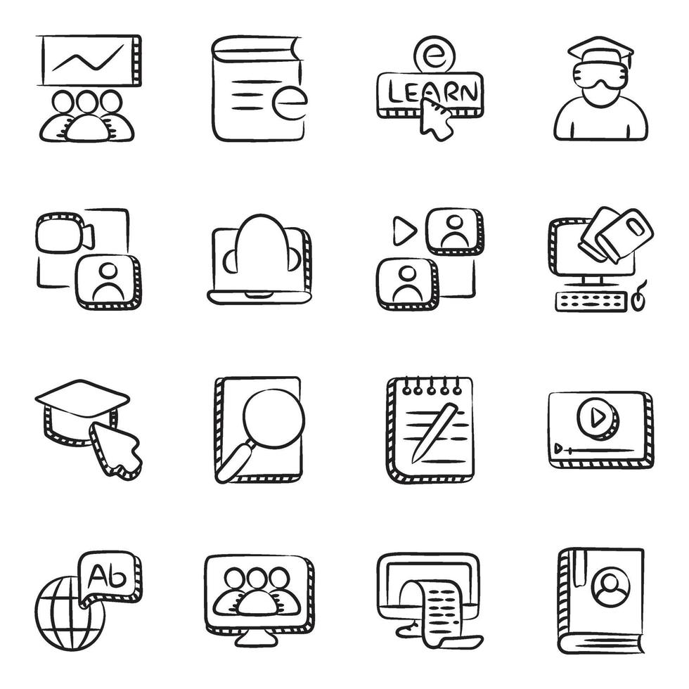 Education Technology and Digital Education icon set vector