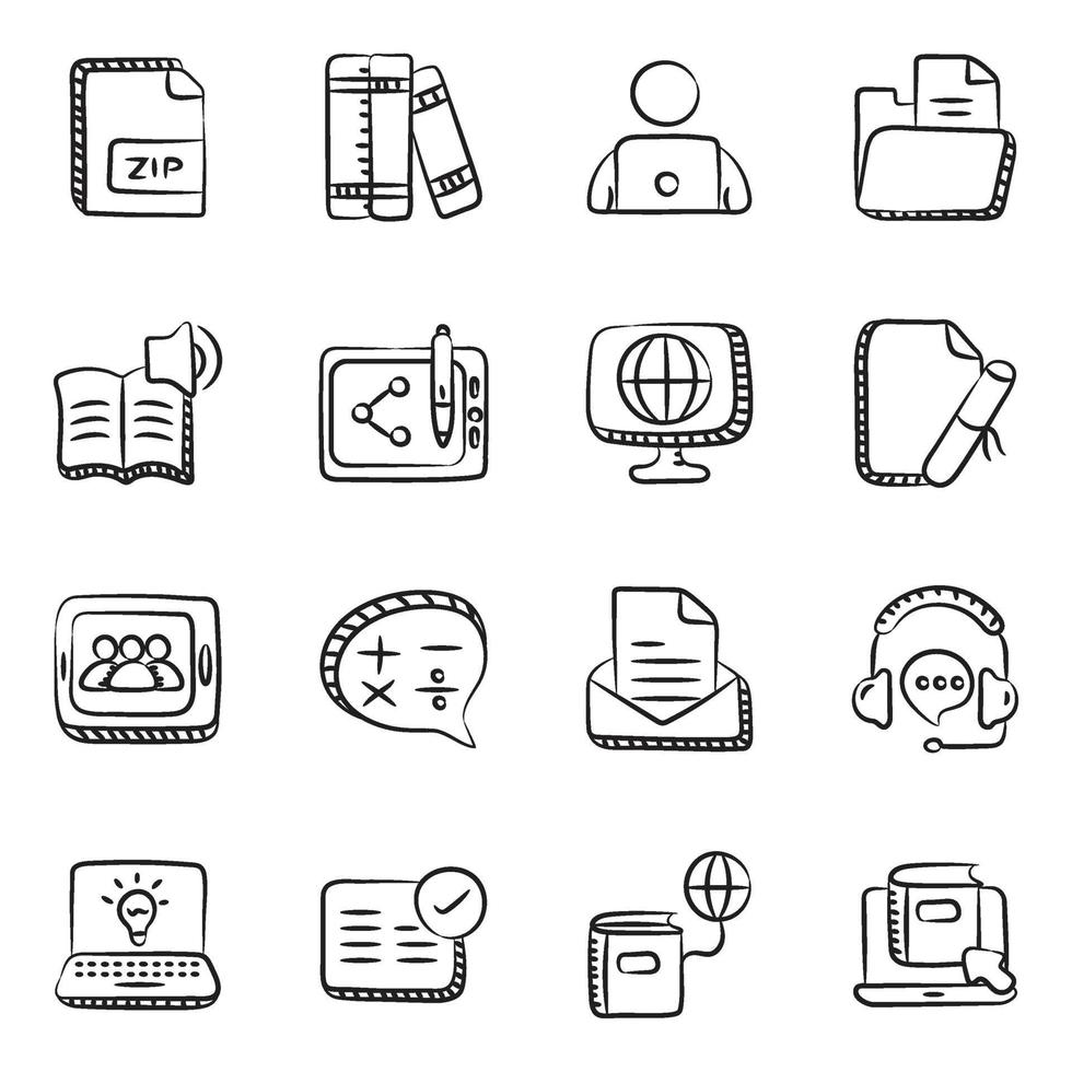Education and Elearning icon set vector