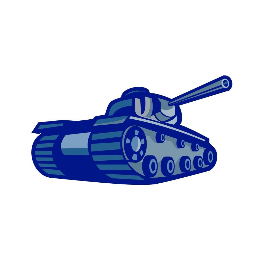 Tank pointing, cannon mascot retro vector
