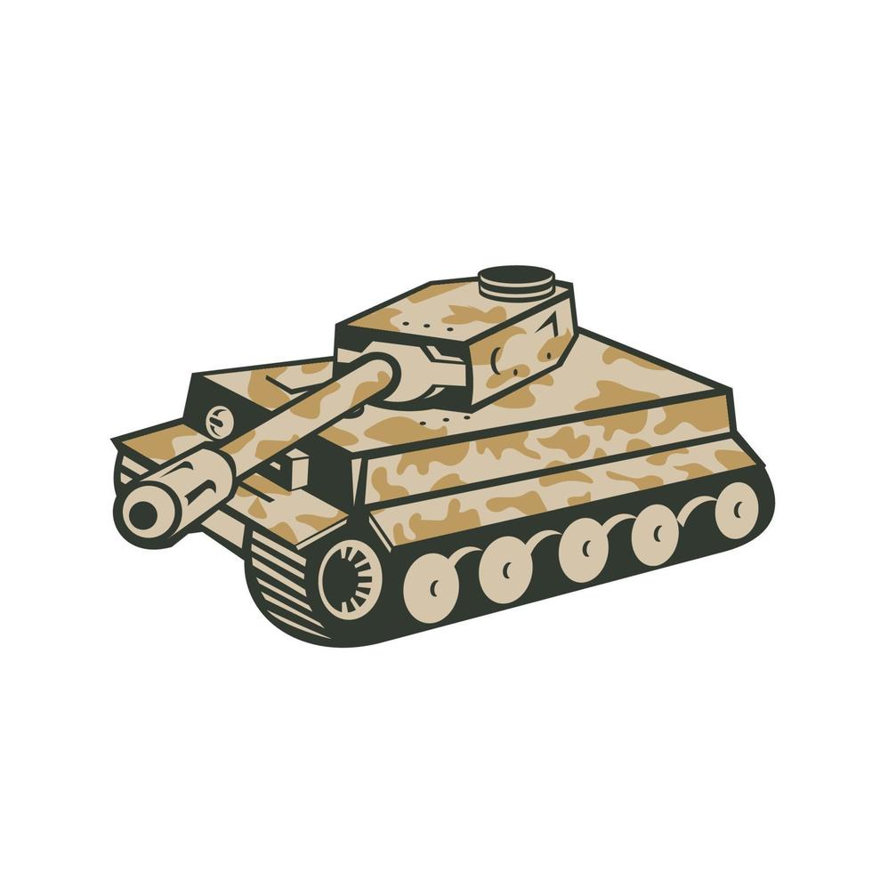 Retro style illustration of German world war two, battle tank vector