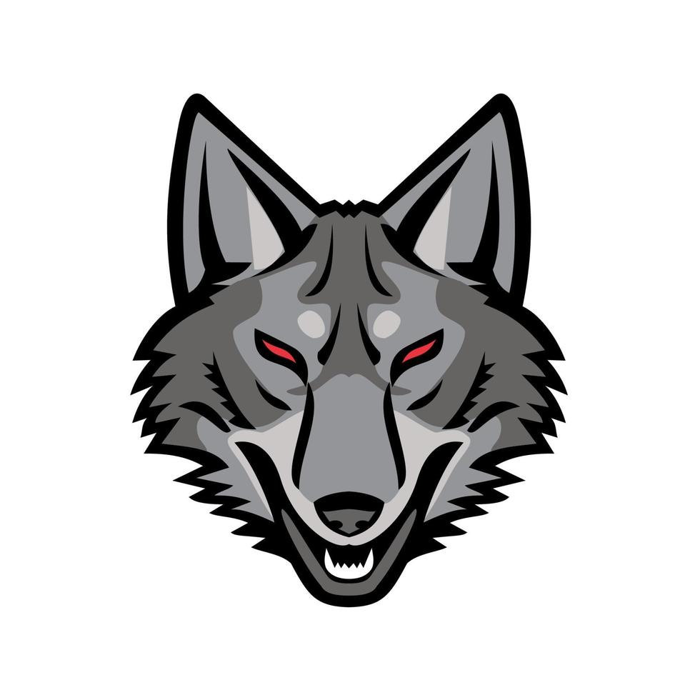 Sports mascot icon illustration of head of a gray coyote vector