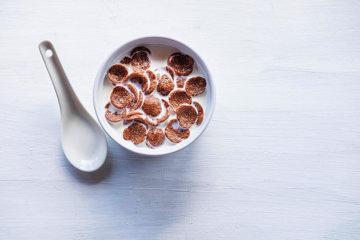 Top view of a bowl of cereal photo