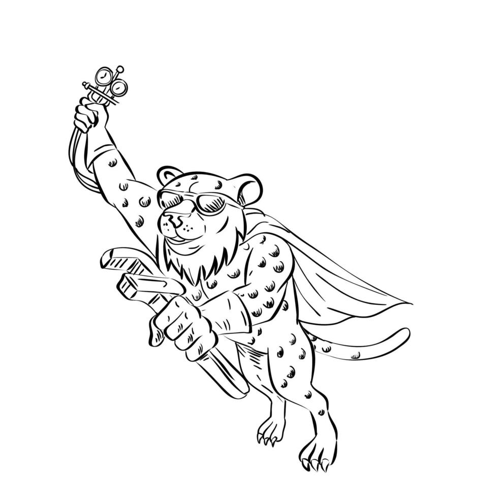 Cartoon style illustration of a cheetah, Air conditioning and Refrigeration Mechanic vector