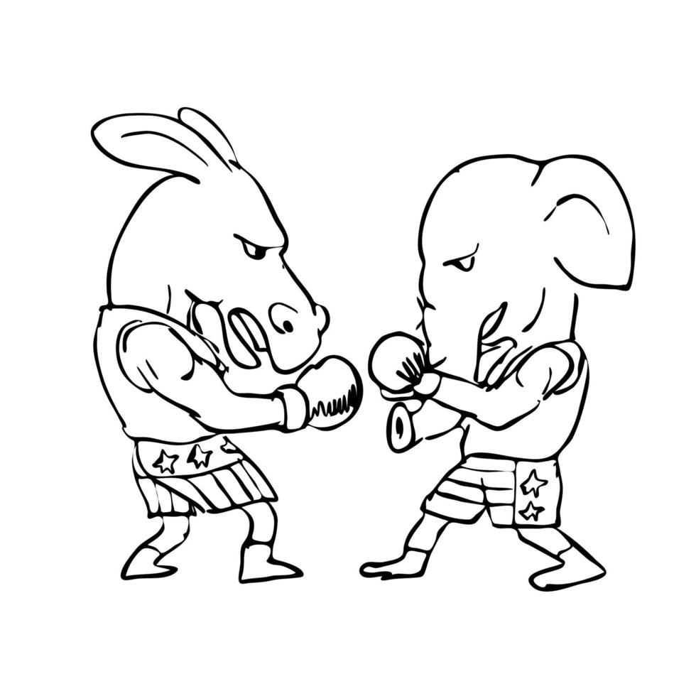 Elephant and donkey box fighters vector