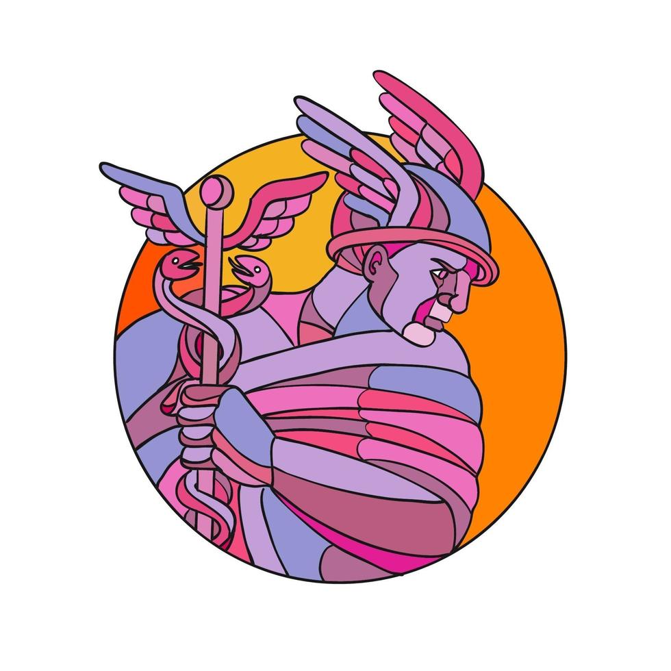Hermes mensajero de los dioses mosaico de colores vector